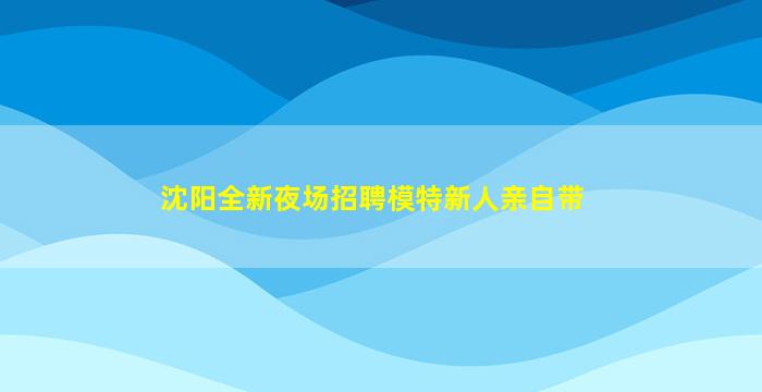 沈阳全新夜场招聘模特新人亲自带